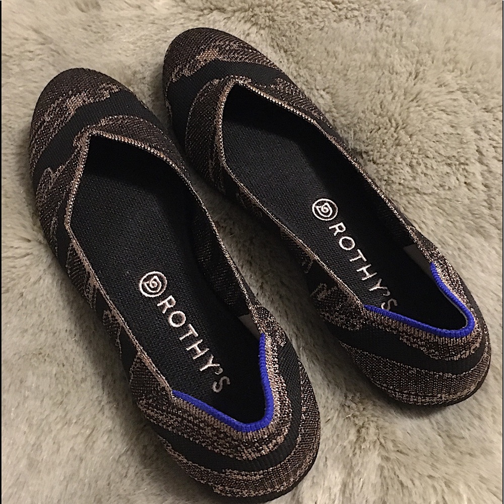 Rothy’s Golden Shimmer Flat size 10.5. Will fit size 10 better